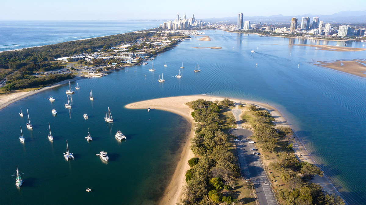 Seaworld Aerial View from Moondarewa Spit